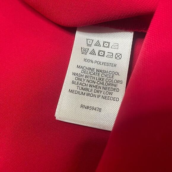 Nicole Miller Red Shift Dress Ruffle Cap Sleeves Size 12 Mini Lightweight - Picture 6 of 10